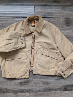 Timberland Tan Lightweight Work-Style Jacket with Corduroy Collar